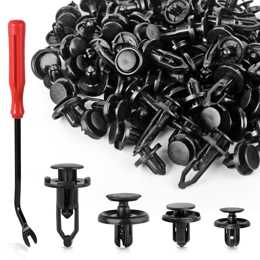 STHIRA® 120pcs Plastic Rivets & Removal Tool 6mm/7mm/8mm/9mm Push Clips Retaining Clips for Car Trunk Bumper Clips Fasteners STHIRA® 120pcs Plastic Rivets & Removal Tool 6mm/7mm/8mm/9mm Push Clips Retaining Clips for Car Trunk Bumper Clips Fasteners